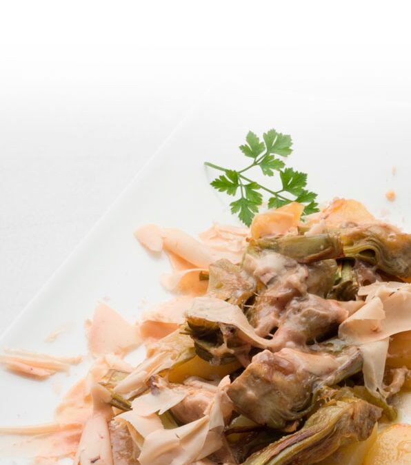 ALCACHOFAS, PATATAS Y FOIE